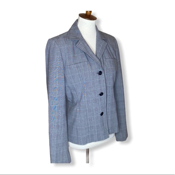 Rafaella Fitted Glen Plaid 3 Button Blazer Jacket Sz 8 - Picture 3 of 5